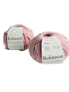 De Retrum Robinson 2 Balls Pale Pink Wool Cotton Blend 100 g ea Bulky 250 m